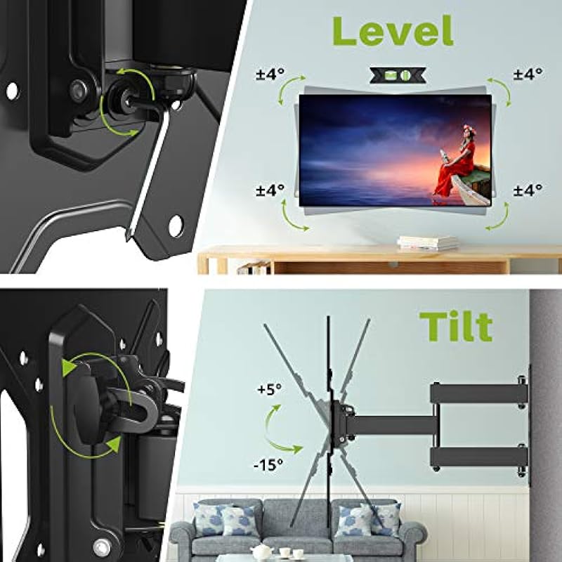 USX MOUNT Full Motion TV Wall Mount for Most 26-60 inch TV, Universal TV Mount Bracket Tilt Swivel Articulating Support TV up to 77 lbs, Max VESA 400x400mm, Perfect Center Design
