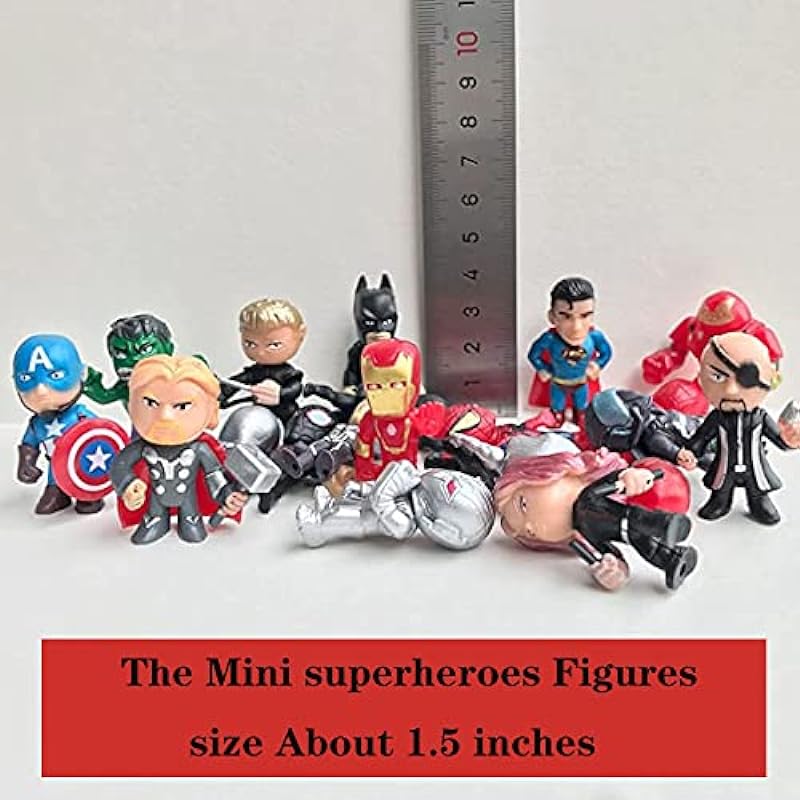 HJIAYAN 26 Mini Superhero Figure Sets, Birthday Gift Cupcake Figurines, Kids Superhero Themed Party Supplies