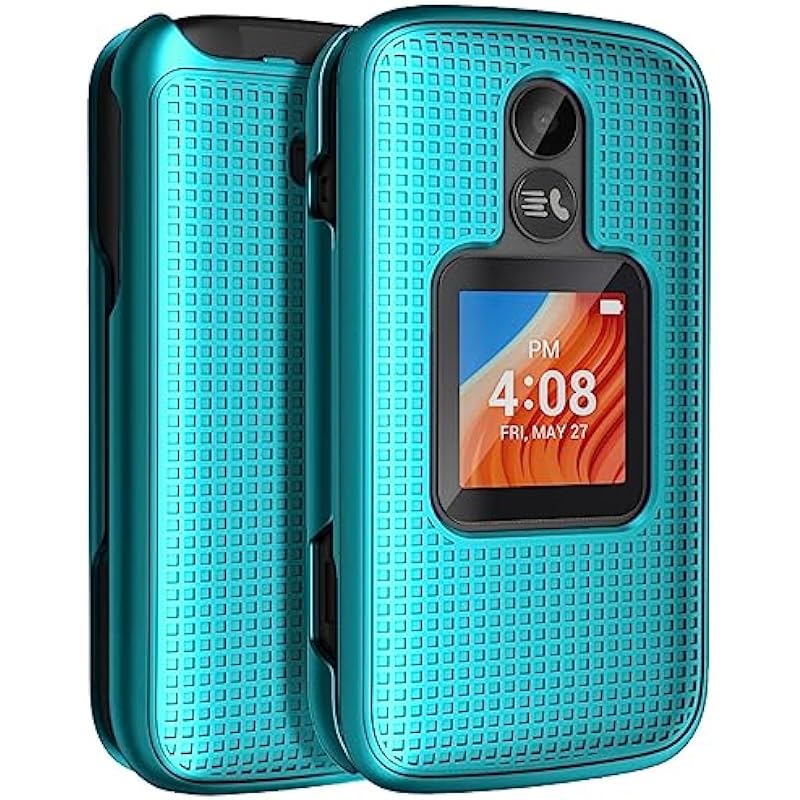Case for Alcatel TCL Flip 2 Phone (2022), NakedcellPhone [Grid Texture] Slim Hard Shell Protector Cover for T408DL / TFALT408DCP – Teal Mint