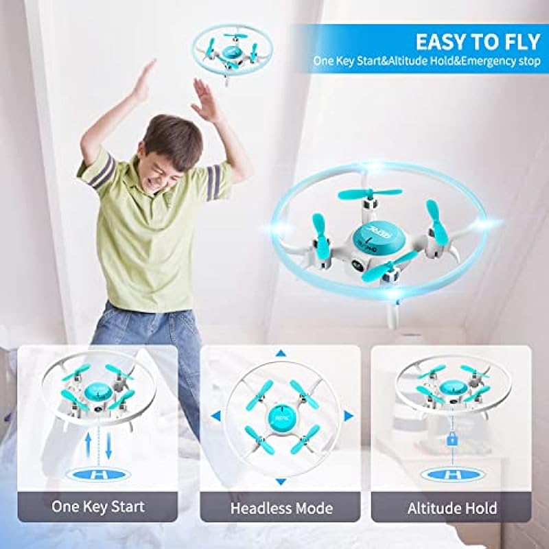 4DRC Mini Drone with 720P Camera for Kids,RC Helicopter with Altitude Hold and Headless Mode,Quadcopter with Neno Lights,Propeller Full Protect and 2 Batteries, Gift for Boys Girls,Blue