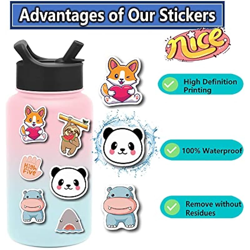 Stickers for Water Bottles, 200PCS Water Bottle Stickers for Kids, Waterproof Stickers Vinyl Stickers, Cute Stickers Pack