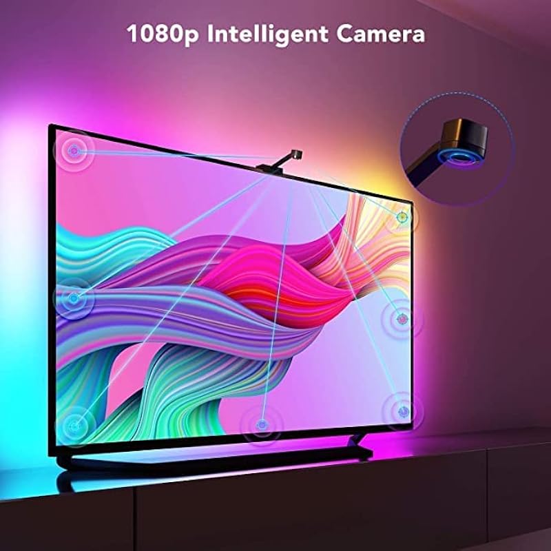 Govee TV Backlight for 75-85 inch TVs, 16.4ft DreamView T1 RGBIC WiFi TV Backlights with Camera, Works with Alexa & Google Assistant, App Control, RGBIC LED Lights for TV with Scene Mode