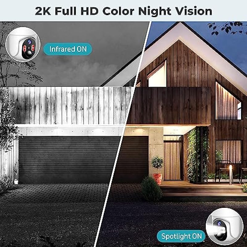 Solar Security Cameras Wireless Outdoor, WiFi Cameras for Home Security Outside, 360 Surveillance Camera with Solar Panel Battery, Color Night Vision, 2-Way Talk, PIR Motion Detection, Cloud Storage