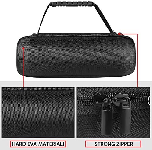 Geekria Shield Speaker Case Compatible with JBL Charge 5, Charge 4 Portable Bluetooth Speaker Case, Replacement Hard Shell Travel Carrying Bag with Cable Storage (Black)