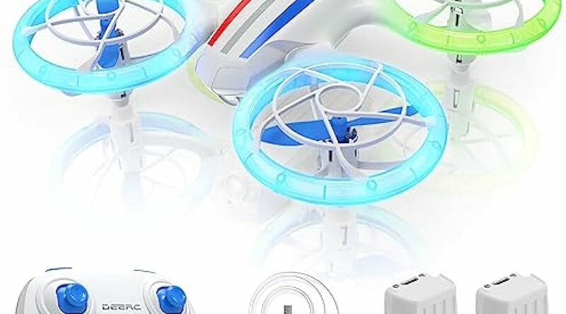 DEERC D23 Mini Drone for Kids 8-12 and Beginners, LED RC Quadcopter Indoor Drone with 2 Batteries, Light Switch, 360° Flip, Fly Back, Propeller Full Protect, Easy to Use Kids Gifts Toys for Boys, Girls