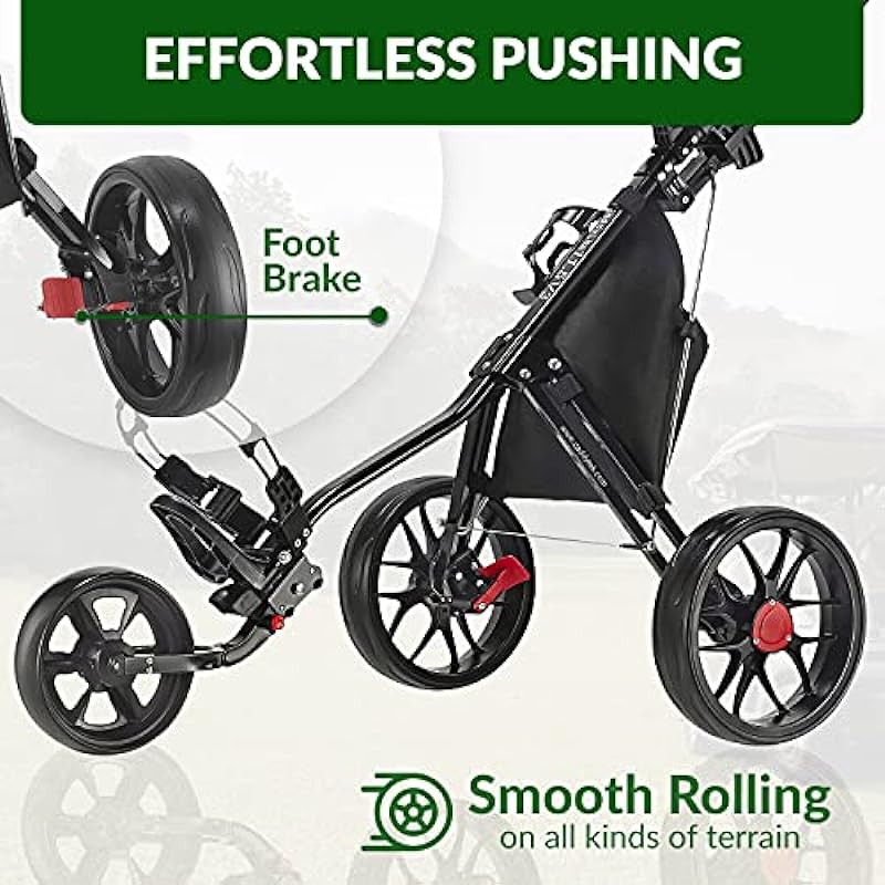 Caddytek CaddyLite 11.5 V3 3 Wheel Golf Push Cart – SuperLite Deluxe, Lightweight, Easy To Fold Caddy Cart Pushcart