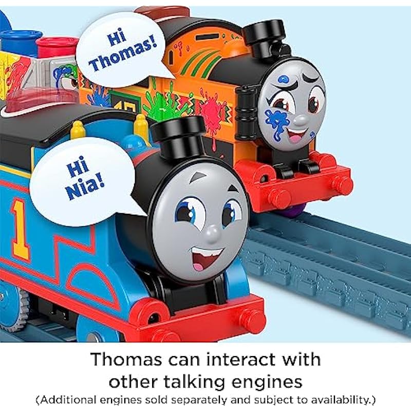 Thomas & Friends Motorized Toy Train Talking Thomas Engine with Annie & Clarabel Coach Cars for Preschool Kids Ages 3+ Years