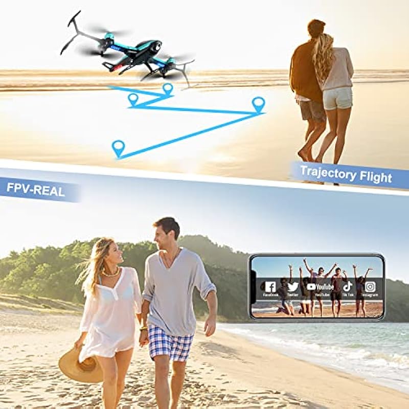 4DRC V10 Drone with 1080P HD Camera for Kids Adults,Foldable RC Helicopte WIFI FPV Live Video Mini Quadcopter for Beginners,3D Flips, Gestures Selfie, Altitude Hold, One Key Start, 2 Batteries