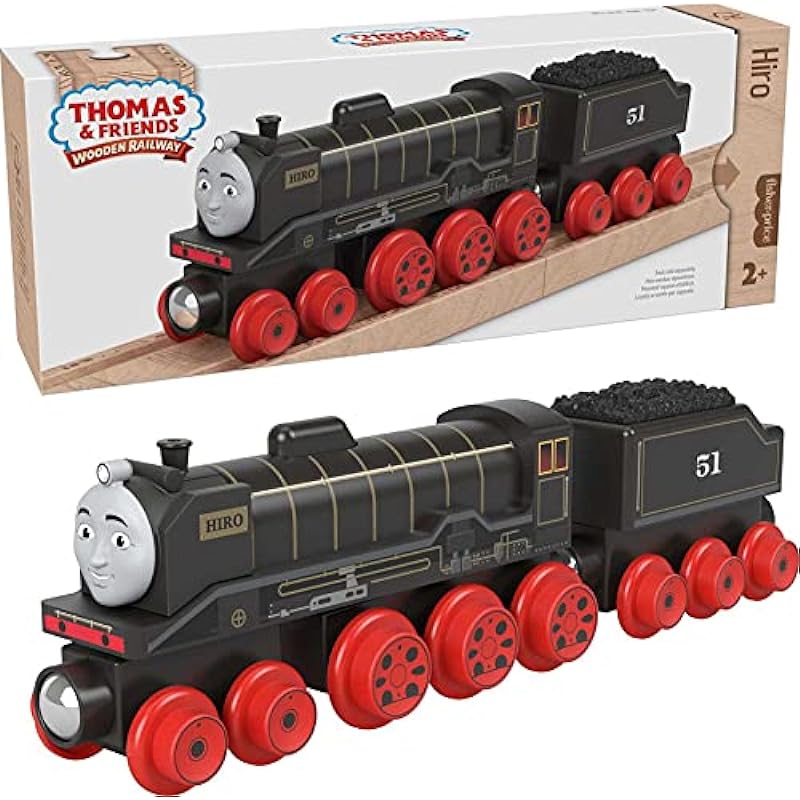 Thomas & Friends Wooden Railway Hiro Toy Train, Push-Along Engine and Coal Car for Kids Ages 2 and Up