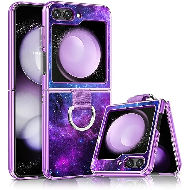 GUAGUA for Samsung Galaxy Z Flip 5 Case with Ring Glow in The Dark Noctilucent Luminous Cover Space Nebula Slim Thin Shockproof Protective Phone Cases for Samsung Galaxy Z Flip 5 5G