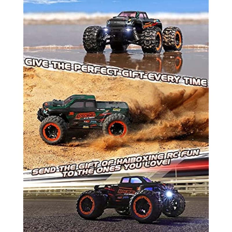 RC Cars 16889, 1:16 Scale 2.4Ghz Remote Control Truck 4×4 Off Road Trucks, Waterproof RTR RC Monster Truck 36KM/H, Remote Controlled Toys for Kids and Adults with 2 Batteries 35+ mins Play