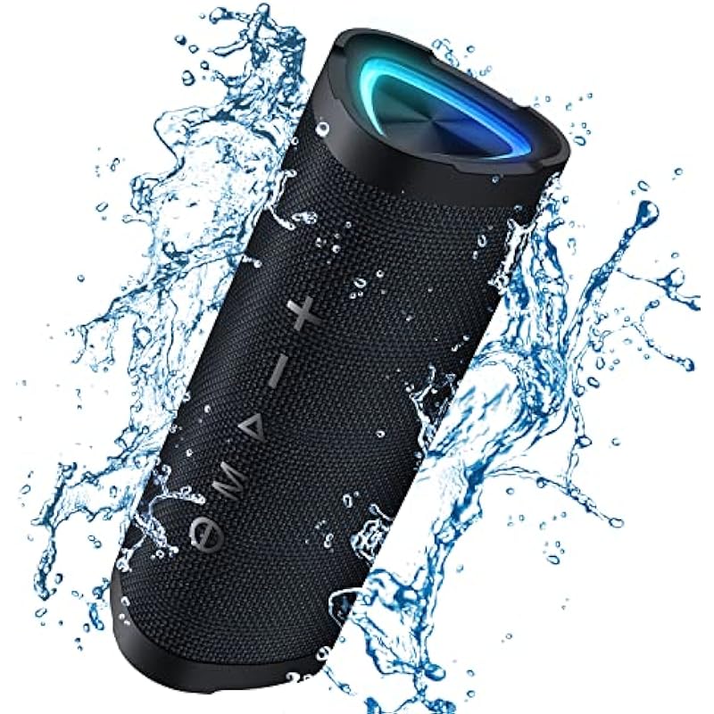 Vanzon V40 Bluetooth Speakers, Wireless Portable Speaker with 24W Stereo Sound, 24 Hour Playtime, IPX7 Waterproof, TWS Pairing with LED Lights, Suitable for Home Outdoor