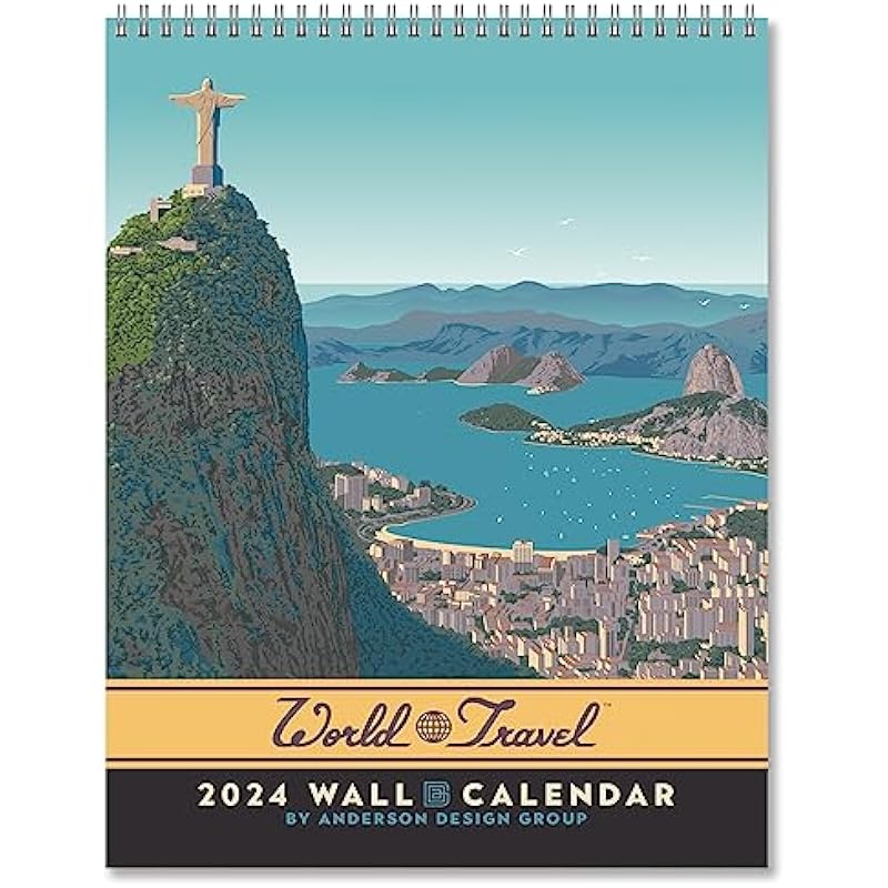 Americanflat 2024 Calendar – World Travel Destinations Design – Large Wall Calendar with Monthly Format – Hanging Monthly Calendar Planner – 10×26 Inches When Open