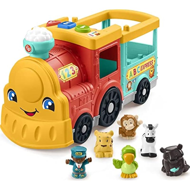 Fisher-Price Little People Big ABC Animal Train, Push-Along Toy Vehicle with Lights and Smart Stages Learning Content for Kids Ages 1 to 5 Years