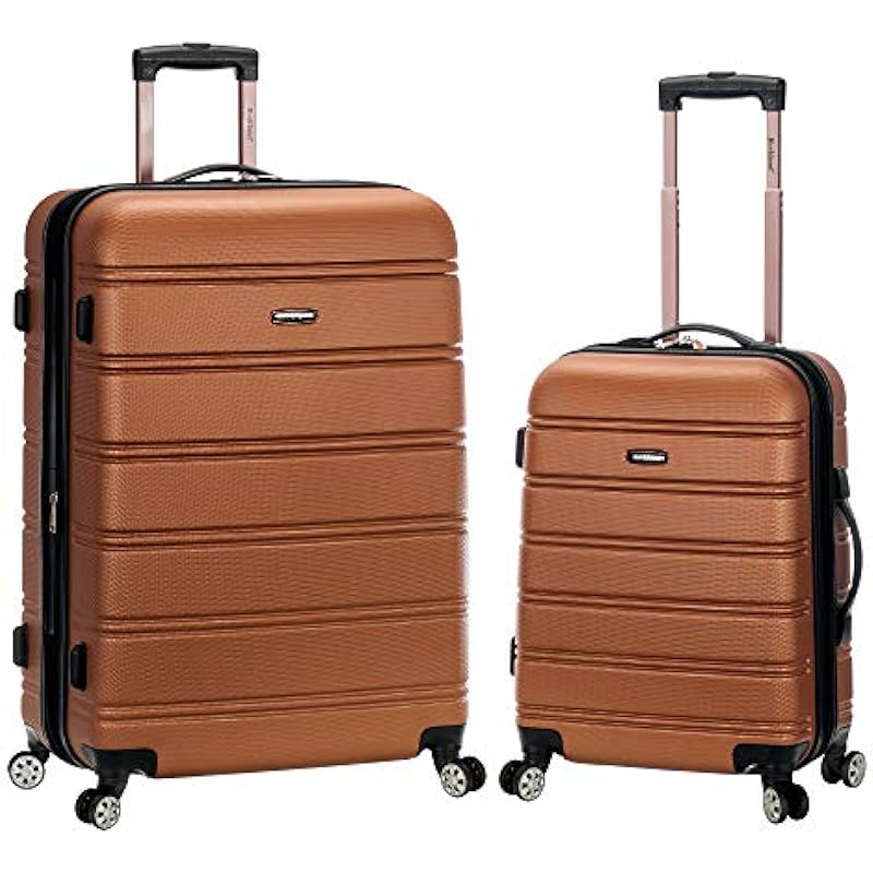 ROCKLAND 20 Inch 28 Inch 2PC Expandable ABS Spinner Set, Brown, One Size