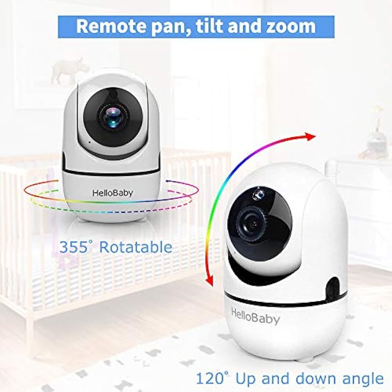 HelloBaby Baby Monitor, Video Baby Monitor with Camera Remote Pan-Tilt-Zoom, 3.2 inches Screen, Infrared Night Vision, Two Way Audio, Temperature Display, Smart VOX Mode