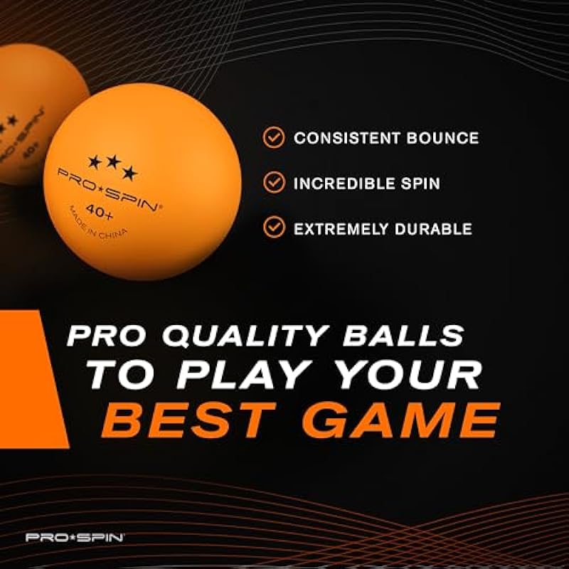 PRO-SPIN Ping Pong Balls – Orange 3-Star Table Tennis Balls | High-Performance 40+ ABS Training Balls | Ultimate Durability for Indoor/Outdoor Ping Pong Tables