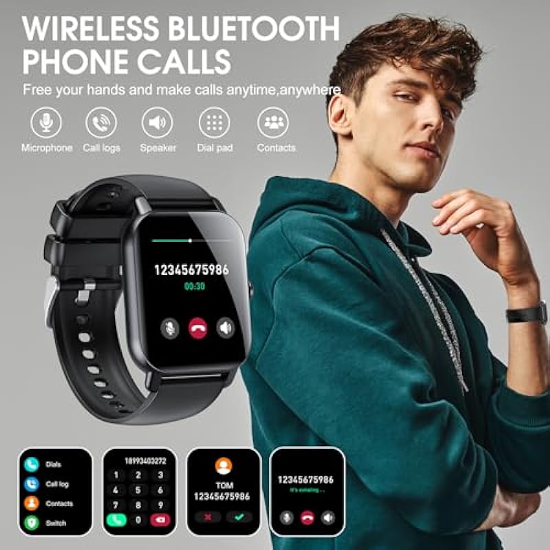Ddidbi Smart Watch for Men Women(Answer/Make Calls), 1.85″ HD Touch Screen Fitness Watch with Sleep Heart Rate Monitor, 112 Sports Modes, IP68 Waterproof Activity Trackers Compatible with Android iOS