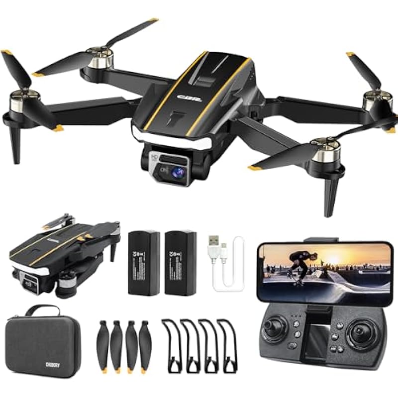 Durable Brushless Motor Drone with Camera for Beginners, CHUBORY A68 WiFi FPV Quadcopter with 1080P HD Camera, Auto Hover, 3D Flips, Headless Mode, Trajectory Flight, 2 Batteries, Carrying Case
