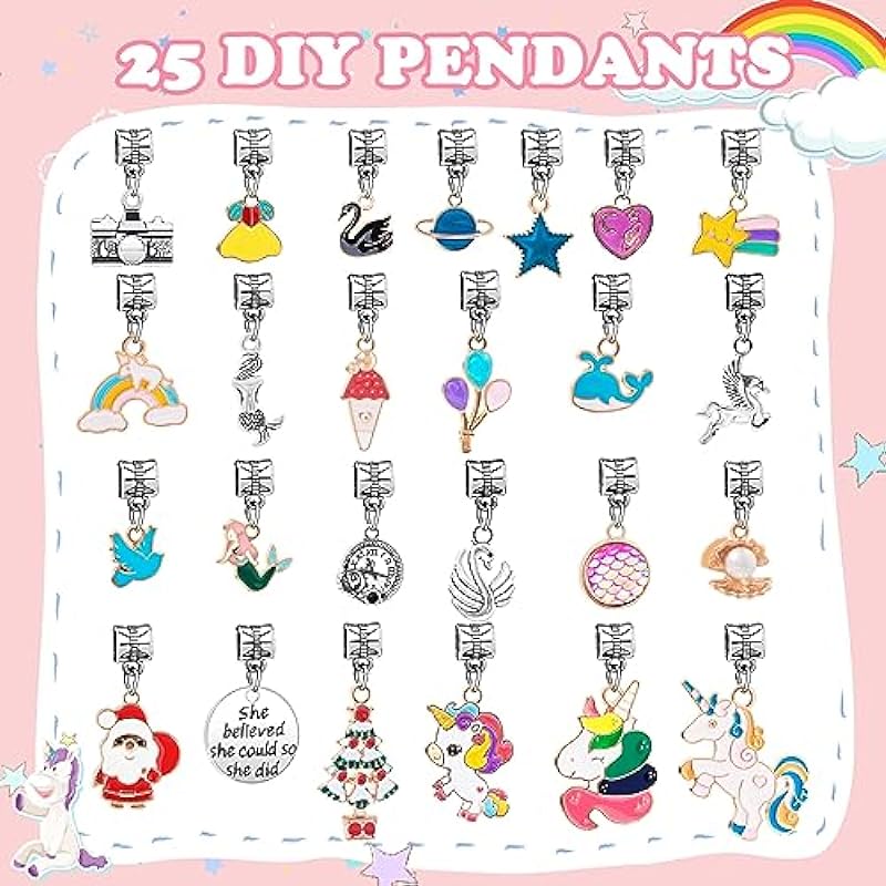 Charm Bracelet Making Kit for Girls, Girls Gifts 4-12 Years Old Crafts for Kids 5 6 7 8 9 10 Toys for Girls 5 6 7 8 9 10 Jewelry Making Supplies Jewelry Making Kit DIY Arts and Crafts Kit