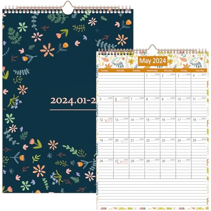 2024 Calendar, Large Monthly Wall Planner 2024-25, 12″ x 17″ with Plastic Cover, Planner Stickers and Canada Holidays, Big Desk Calendar Planner for Home School Office, Perfect for Planning and Organizing