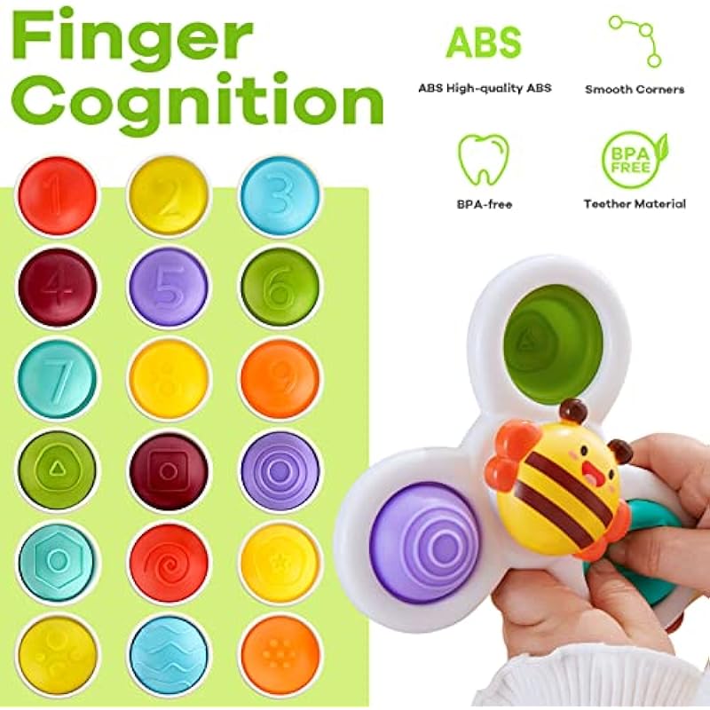 Suction Cup Spinner Toys for Baby, Sensory Toys Learning Toys for Toddlers 1-3, Baby Bath Toys for Babies 12-18 Months, 1 2 3 Year Old Girl Boy Gifts Idea (3 Pcs)