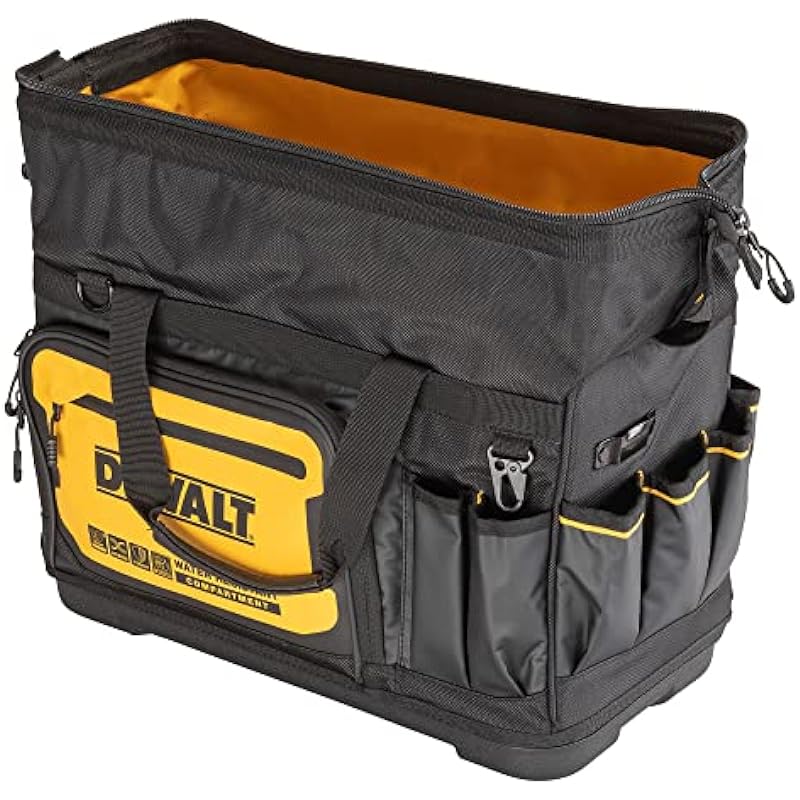 DEWALT 20 in. Pro Open Mouth Tool Bag, Water Resistant Compartment, 33 Pockets, Tough Fabric (DWST560104)