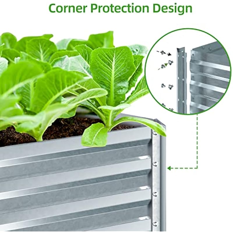 6 x 3 x 1.9 FT Metal Raised Garden Beds for Vegetables, Ohuhu Heightened Extra-Large Reinforced Galvanized Steel Raised Boxes, Heavy Duty Planter Box Bed, Gardening Gift