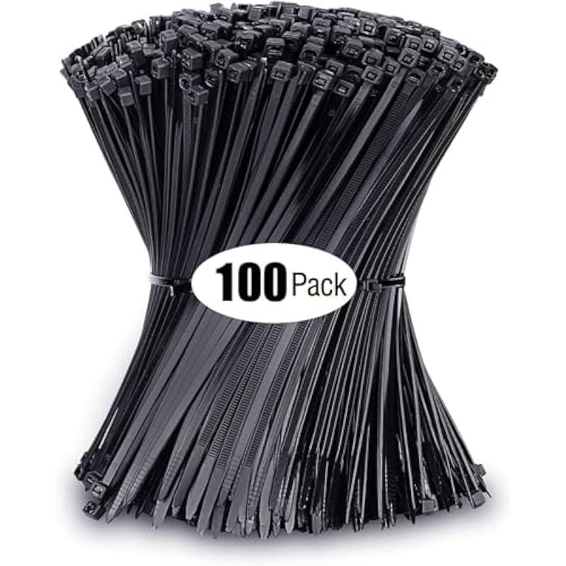 Cable Zip Ties Heavy Duty 12 Inch, Premium Plastic Wire Ties with 60 Pounds Tensile Strength, Self-Locking Black Nylon Zip Ties for Indoor and Outdoor