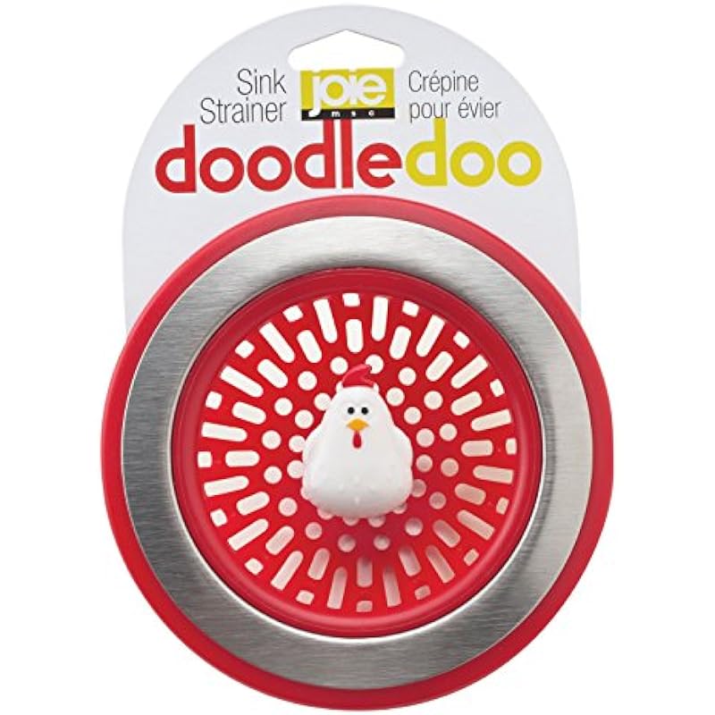 MSC International 89303 Joie Doodle Doo Kitchen Sink Strainer Basket, Rooster, 4.5-inch, Red