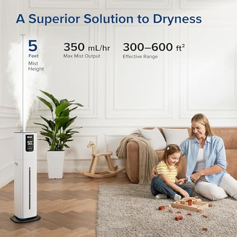 LEVOIT Humidifier for Large Room Bedroom, 10L Smart Cool Mist Humidifiers for Plant and Whole House, Last 100 Hours, Voice and Remote Control, Auto Mode, Quiet, Aroma Box, Easy to Use & Clean