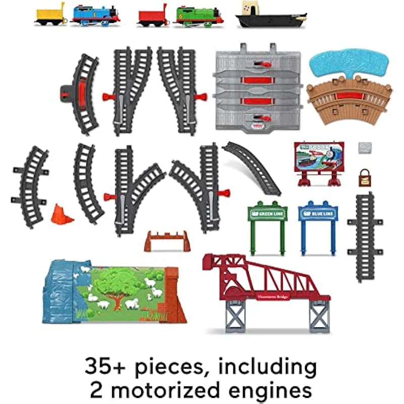 Fisher-Price Thomas & Friends Talking Thomas & Percy Train Set, motorized train and track set for preschool kids ages 3 years and older