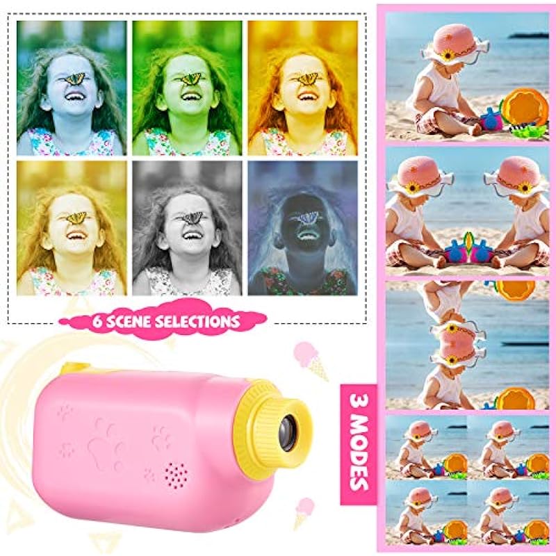 SUZIYO Kids Video Camera Digital Camcorder, Birthday Gifts for Age 3 4 5 6 7 8 9 Boys and Girls, Children Videos Recorder Toy for Toddler HD 1080P 2.4 Screen with 32GB Micro SD Card- Pink