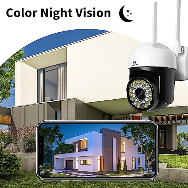 Eaula Videns Security Camera Outdoor,5GWiFi Outdoor Security Cameras PTZ, HD Dome Surveillance Cameras with Motion Detection and Siren , 2-Way Audio,Full Color Night Vision, IP66Waterproof, Free Cloud Storage/Support SD card