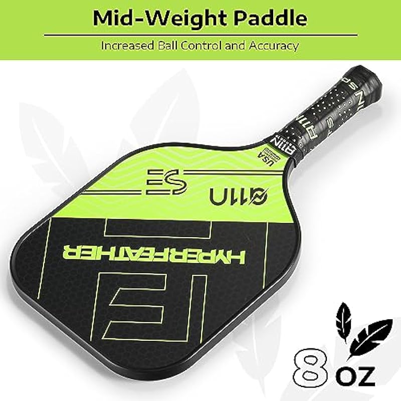 A11N HyperFeather SE Pickleball Paddles Set- USAPA Approved | 8OZ, Graphite Face & Polymer Core, Cushion Grip | 4 Outdoor Balls and 1 Sling Bag- Paddles