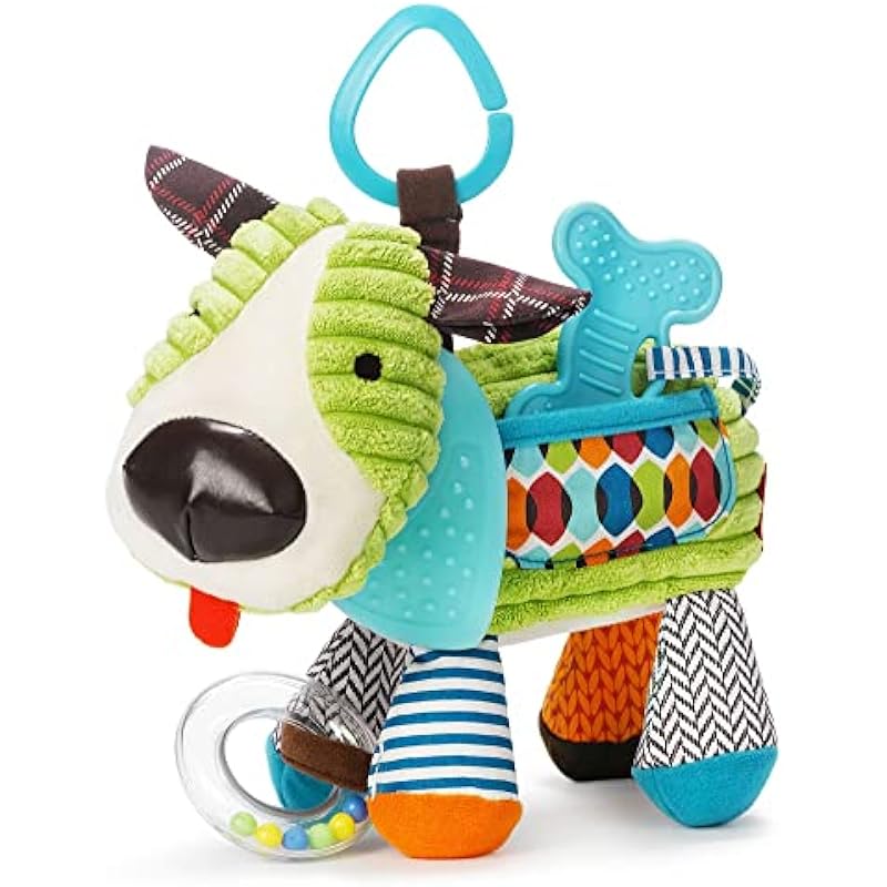 Skip Hop Bandana Buddies Baby Activity and Teething Toy with Multi-Sensory Rattle and Textures, Puppy