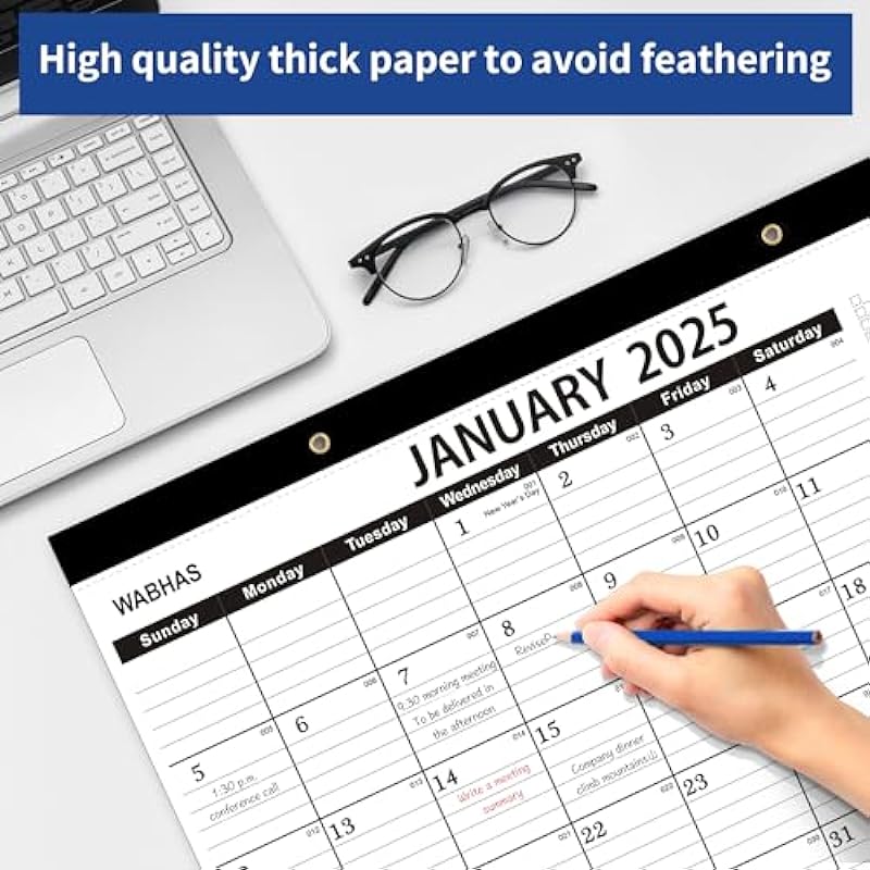 Wabhas Desk Calendar-Calendar 2024-2025–18 Months-January 2024-June 2025,17″ x 12″ ,Large Desk Calendar 2024 with to-do List,Thick Paper with Corner Protectors