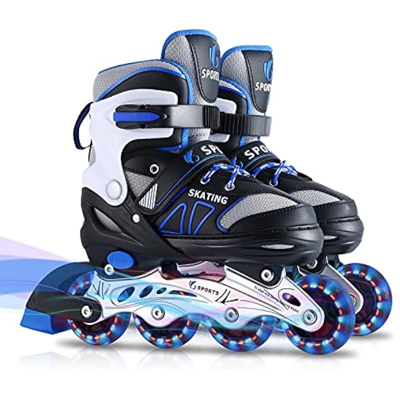Inline Skates for Kids Girls Boys Beginners, 4 Size Adjustable Size with Light Up Roller Skates for Children.