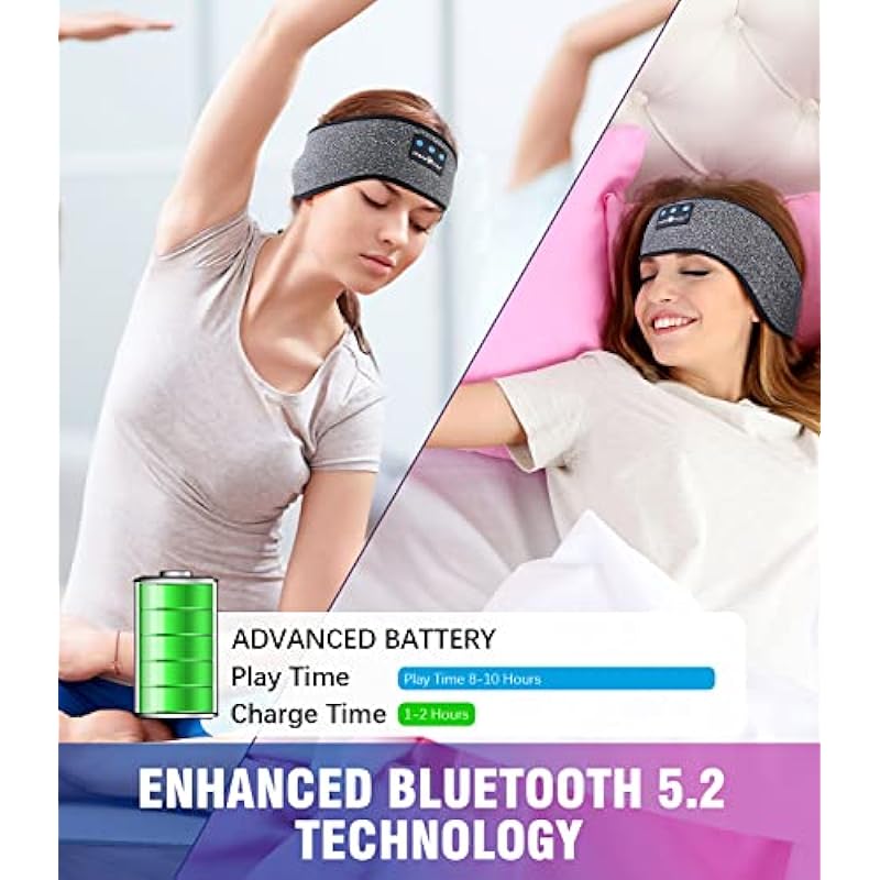 MUSICOZY Sleep Headphones Wireless Bluetooth 5.2 Sports Headband Headphones with HD Stereo Speakers Unique Gifts Cool Gadgets Perfect for Sleeping Workout Jogging Yoga Insomnia Air Travel Gifts