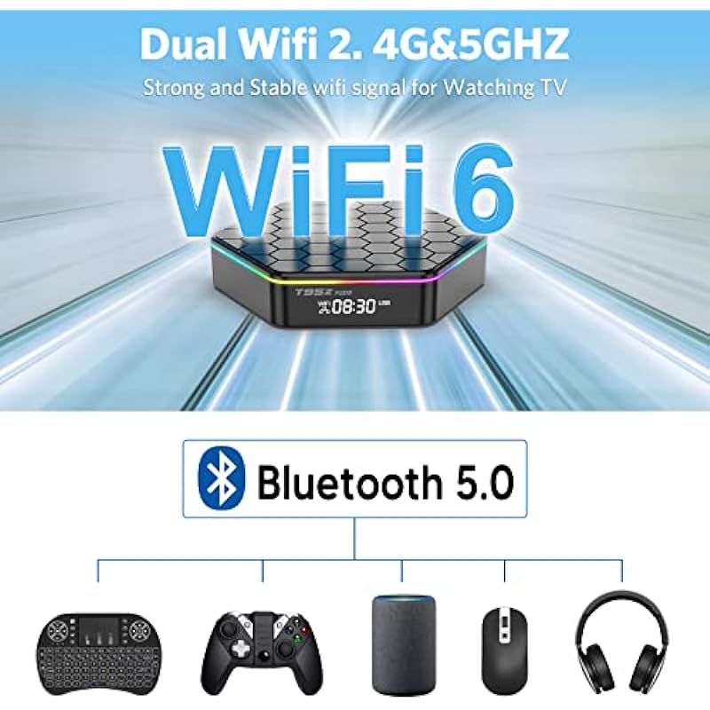 Sidiwen Android 12.0 TV Box, Android TV Box 4GB RAM 32GB ROM Allwinner H618 Quad core100M Ethernet 2.4/5G Dual WiFi BT 5.0 6K Smart TV Box