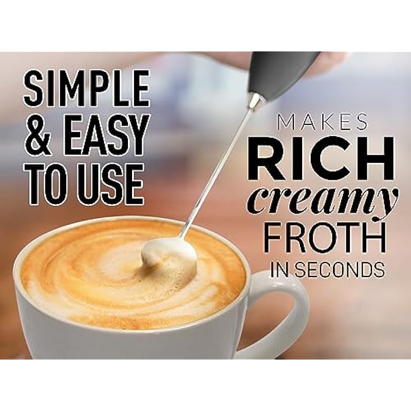 Zulay Powerful Milk Frother for Coffee with Upgraded Titanium Motor – Handheld Frother Electric Whisk, Milk Foamer, Mini Blender and Electric Mixer Coffee Frother for Frappe, Matcha, No Stand – Black