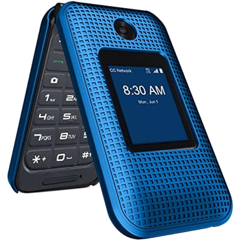 Case for Consumer Cellular Link II, Nakedcellphone [Grid Texture] Slim Hard Shell Protector Cover for Link 2 Flip Phone (Z2335CC) – Cobalt Blue