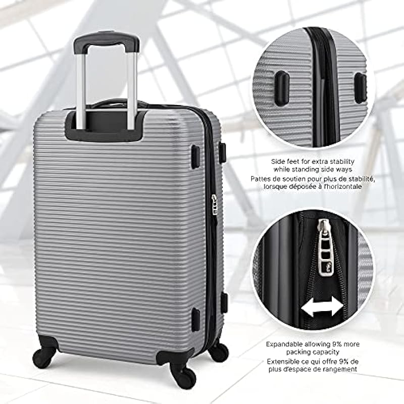 Atlantic Tribute II Medium Luggage – Hardside Expandable Spinner Luggage 24-Inch., Silver