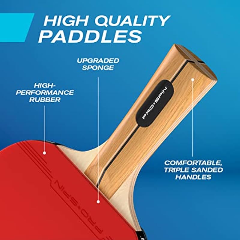 PRO-SPIN All-In-One Portable Ping Pong Set – Retractable Ping Pong Net For Any Table, Premium Ping Pong Paddles, 3-Star Table Tennis Balls, Convenient Storage Case | Indoor & Outdoor Games | Great Gift for Boys, Girls, Teens