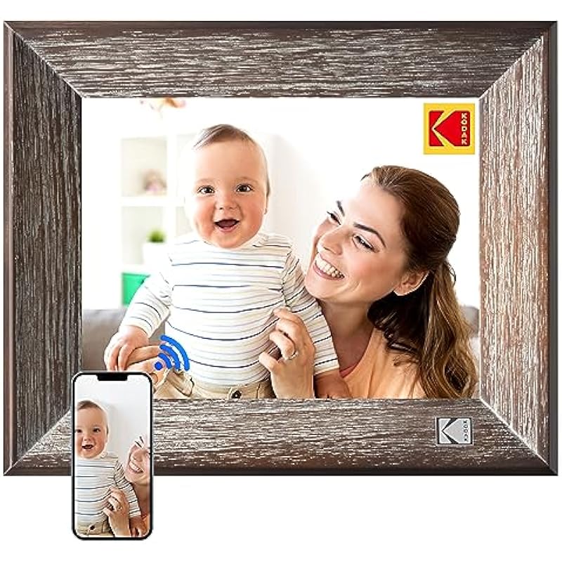 Kodak 8 Inch WiFi Digital Picture Frame, Touch Screen Display with 16GB Storage, Share Video Clips and Photos Instantly via E-Mail or App,Gifts for Families,Friends