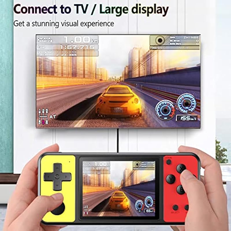 Great Boy Handheld Game Console for Kids Aldults Preloaded 270 Classic Retro Games with 3.0” Color Display and Gamepad Rechargeable Arcade Gaming Player (Black Yellow)