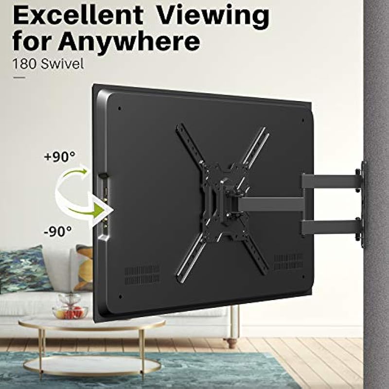 USX MOUNT Full Motion TV Wall Mount for Most 26-60 inch TV, Universal TV Mount Bracket Tilt Swivel Articulating Support TV up to 77 lbs, Max VESA 400x400mm, Perfect Center Design