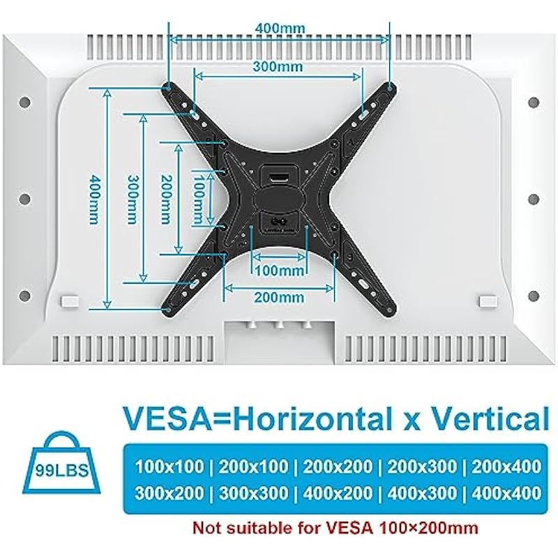 MOUNTUP Ceiling TV Mount for Most 24”-65” TVs, Hanging TV Ceiling Mount for 32 43 50 55 60 65 inch TVs, Full Motion Height Adjustable TV Mount Bracket, Holds up to 99lbs, Max VESA 400x400mm, MU0039