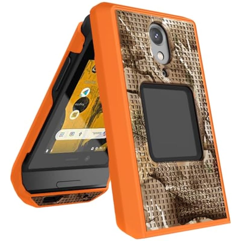 Case for CAT S22 Flip Phone, Nakedcellphone [Hunter Camouflage] Slim Hard Shell Protector Cover – Orange Camo