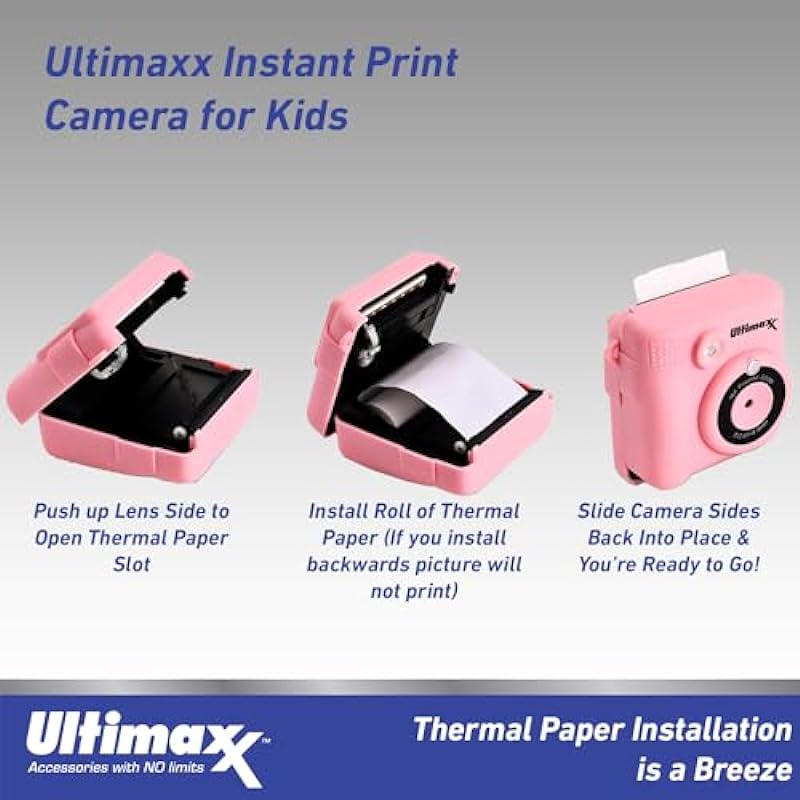 Ultimaxx Essential Instant Print Camera for Kids Bundle (Blue) – Includes: 32GB microSD Card, High-Speed Memory Card Reader with Internal microSD Slot, Lanyard, Microfiber Cloth & More (9pc Bundle)